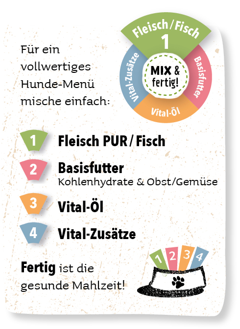Hundefutter schnell zusammengemixt mit Mix & Fertig
